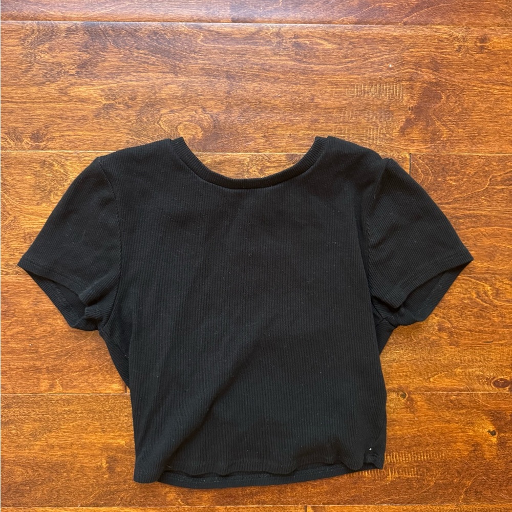 Garage Black Crop Fitted T-Shirt